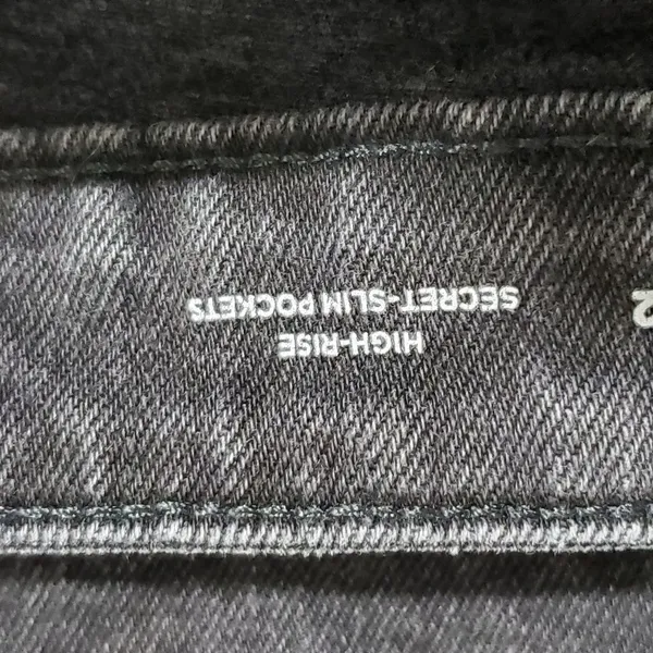 Old Navy Vintage High-Waisted Button-Front‎ Black Jean Mini Skirt Size 12 - Image 6