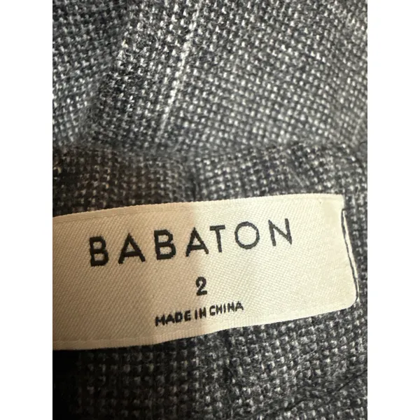 Aritzia Babaton Atelier Gray Wool Plaid High Rise Tapered Trousers Pants Size 2 - Image 4