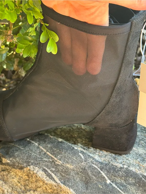 A new day Black Women's Ankle mesh Boots - Elegant Pointed Toe Block Heel 8.5 - Image 4