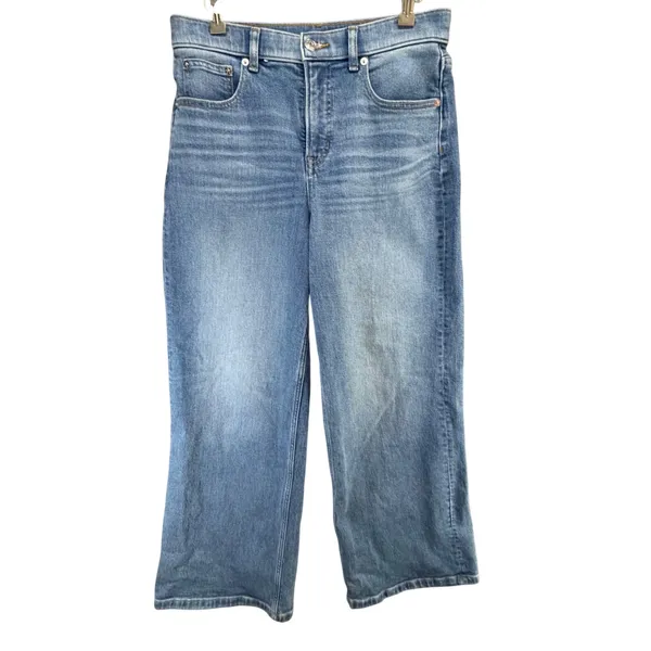 Spanx Wide Leg Denim Jeans Womens‎ 29 Light Wash Blue High Waist Modern Classic - Image 2