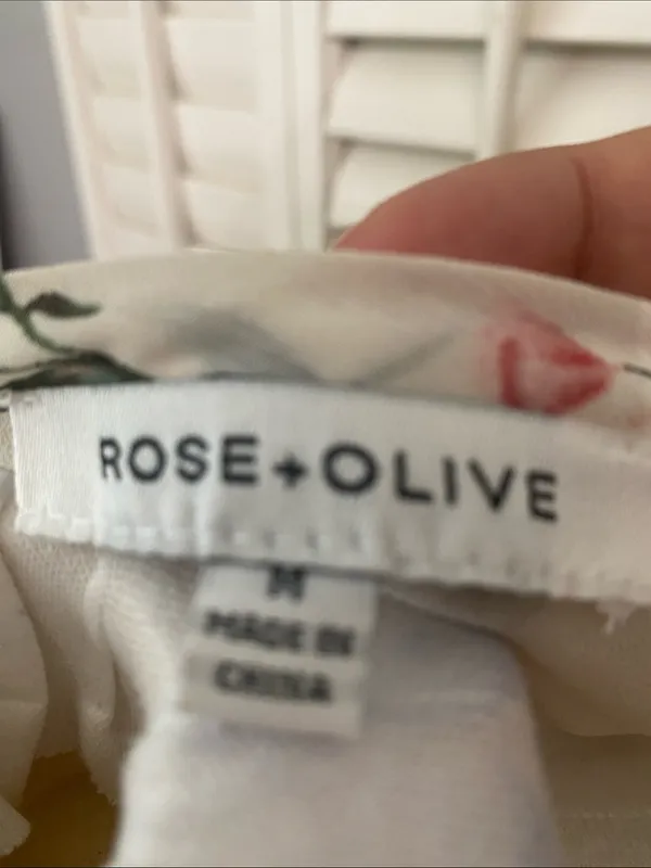 Rose & Olive Floral V-Neck Blouse - Cream and Pink - Image 5