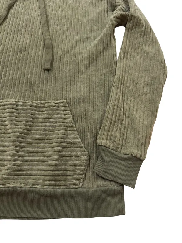 Maurices Olive Green Ribbed Corded Tie Neck Pullover Sweater Front Small Women's - Image 6