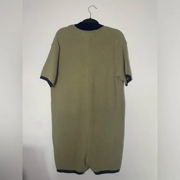 Anthropologie Saturday Sunday Ribbed Knit Romper Jumsuit Polo Shorts Bodycon M - Image 6