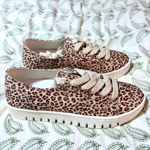 Kensie Vicky Sneaker Leopard Print Shoes 7.5 Cream Tan NIB - Image 7
