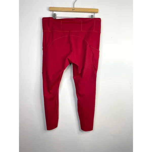 Lululemon Fast and Free 7/8 Leggings Pants Pockets Running Dark Red Womens 16 - Image 9