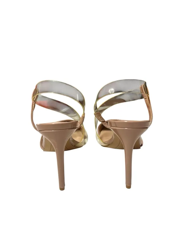 INC International Concepts Tan/Nude Pointed-Toe Slingback Heels with Clear Strap - Image 5