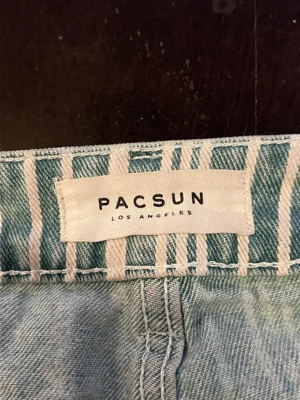 PacSun Mom Denim Shorts Womens 29 Blue Striped High Rise Cuffed Casual - Image 3
