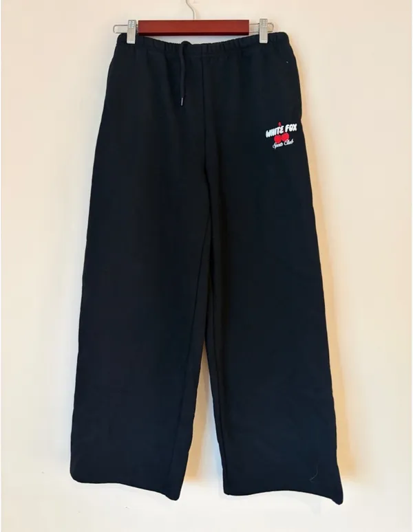 White fox boutique Club 14 Cassie cherry sport logo black Wide Leg Sweatpants ❤️ - Image 6