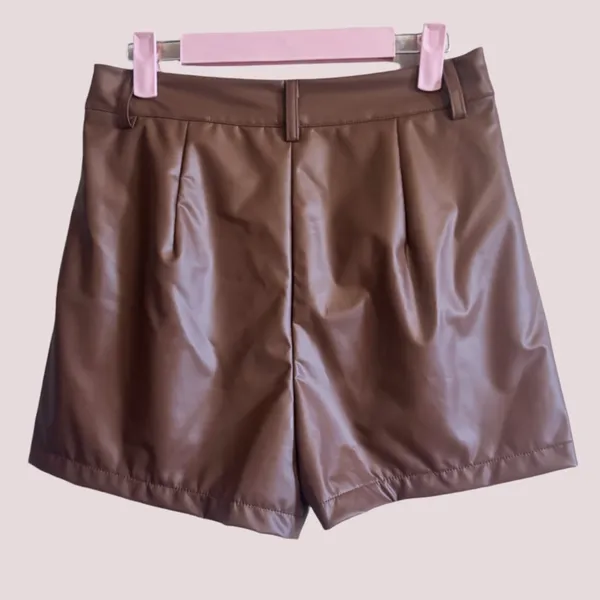 NWT PU Leather High Waisted Pleated Wide Leg Dressy Shorts - Small - Image 7