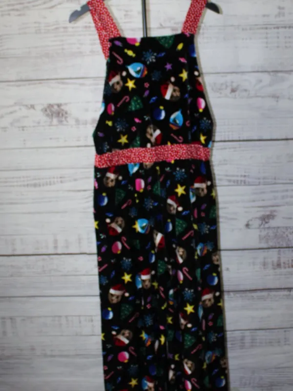 Love On A Hanger Women's Black Christmas Kitty Cat Velour Overalls Size Medium - Image 5