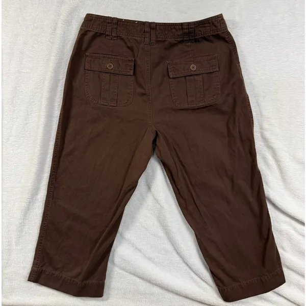 Sonoma 12 Brown Solid 100% Cotton Capri Crop Pants Utility Cargo Granola‎ Hiking - Image 2