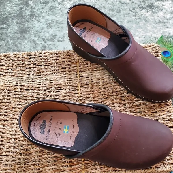 Björk Swedish Comfort Brown Leather Clogs‎ - Image 6
