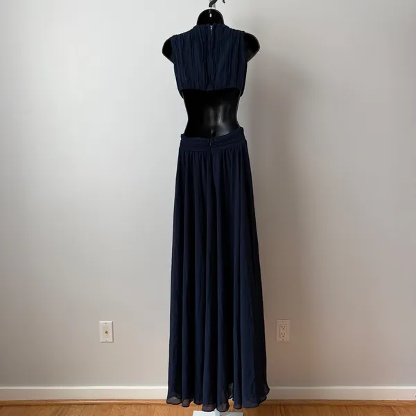 Lulus‎ sz S Navy Blue Vivid Imagination Cutout Maxi Dress Plunging Luxury NWOT - Image 9