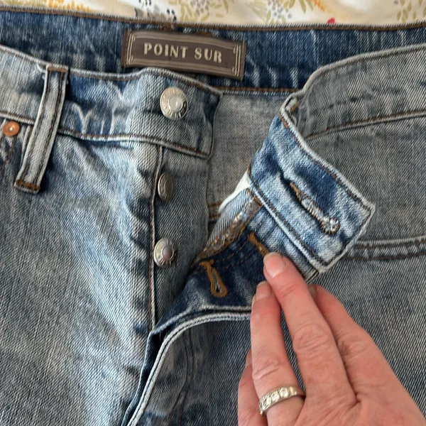 J Crew point sur distressed button fly light wash denim straight leg jeans - Image 9