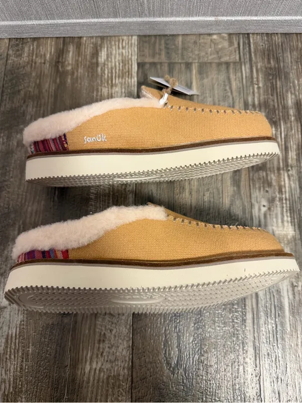 Sanuk Women’s Tan Canvas Shearling-Lined Slip-On Mule Size 5 - Image 11