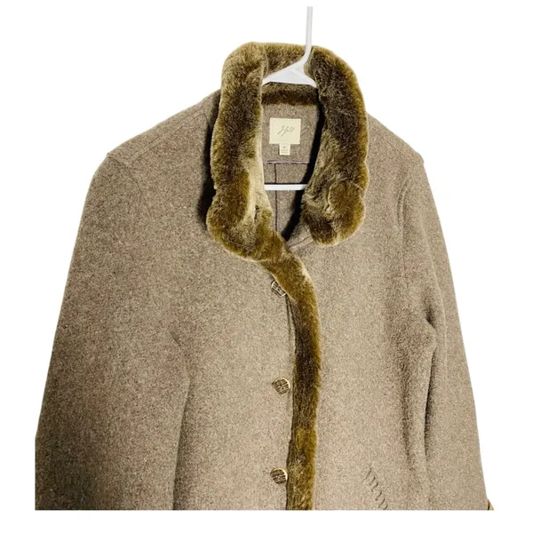 VINTAGE J. JILL Wool Jacket with Faux Fur Trim - Image 5