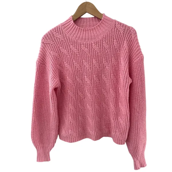 J. Crew Cotton Blend Cable Knit Mock Neck Sweater Bright Peppermint Size Small - Image 3