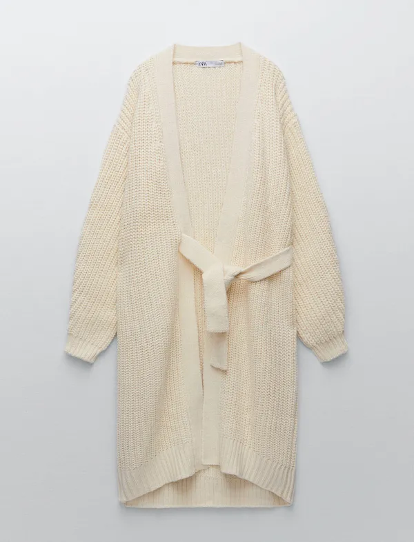 ZARA Chunky Wrap Front Knit Cardigan - Image 8
