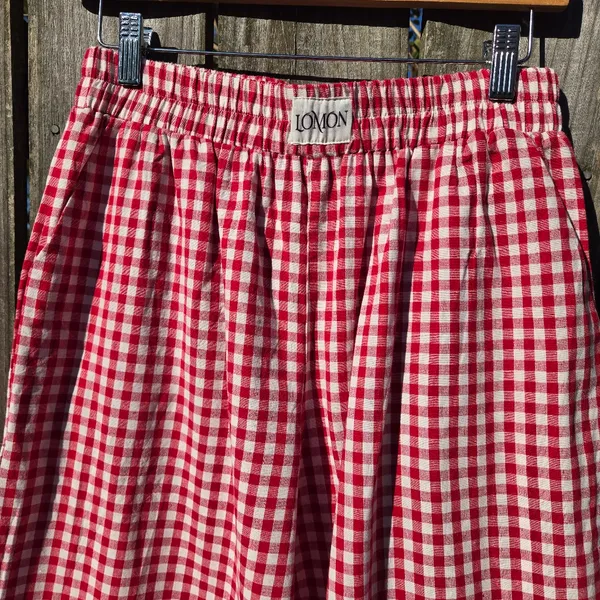 Lomon Red and White Gingham pajama Pants M - Image 4