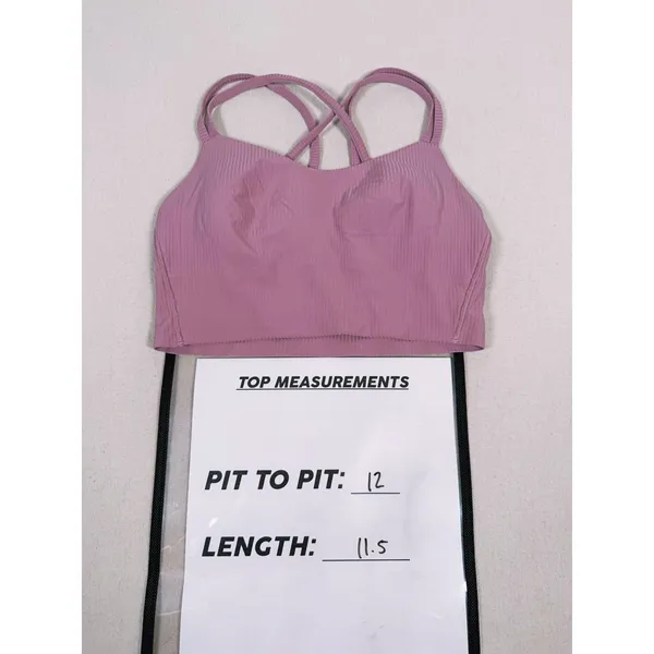 Lululemon Like a Cloud Ribbed Longline Bra Size 4 Pink Yoga Pilates Gym Studio - Image 6