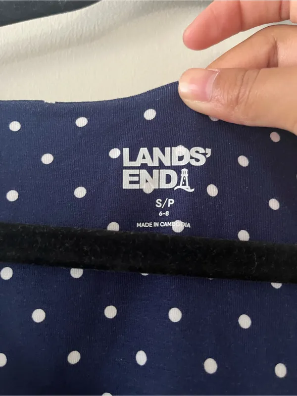 NWT Lands End Navy Blue White Polka Dot Athletic Mini Dress Small Tennis Golf - Image 2
