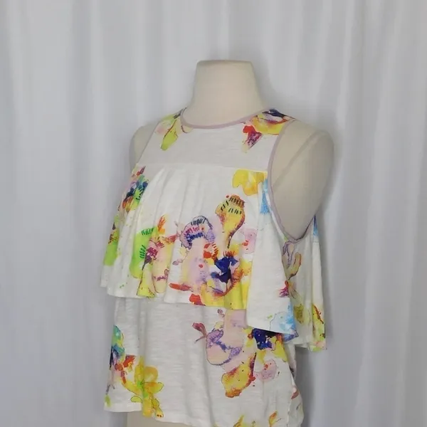 NWT!! Anthropologie MEADOW RUE Cantara Floral Knit Tiered Tank Top X-Small - Image 7