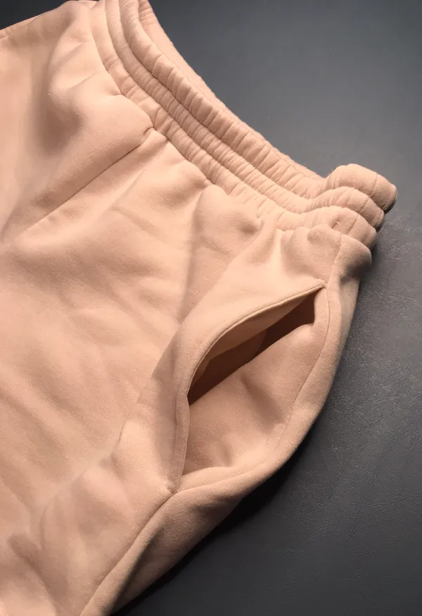 Light Tan/ Cream High Rise Sweat Shorts - Image 2