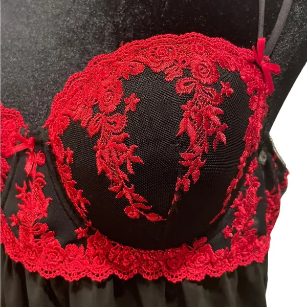 Madison Intimates Victorian Goth Witchy Floral Lace Bustier Lingerie Slip Dress - Image 4