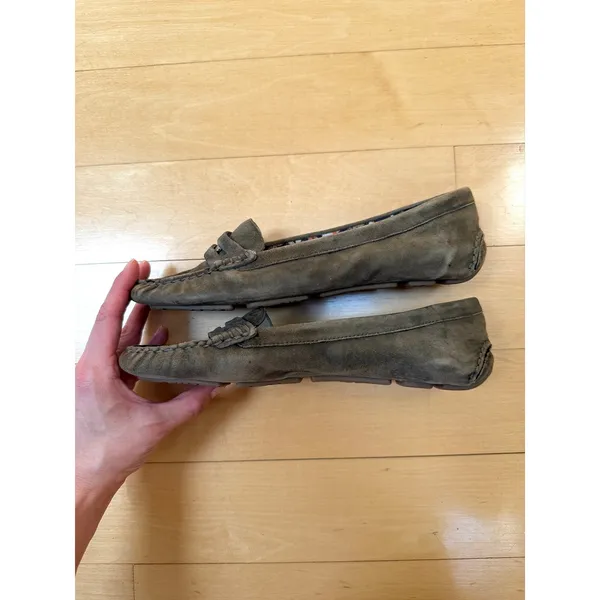 VTG Anne Klein iFlex Olive Suede Grefty Penny Loafer Flats Women 7M - Image 4