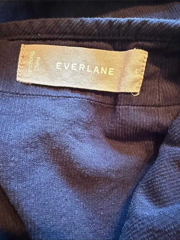 Everlane 4 cotton weave picnic dress Front button Navy Midi Wide Straps Sun - Image 7