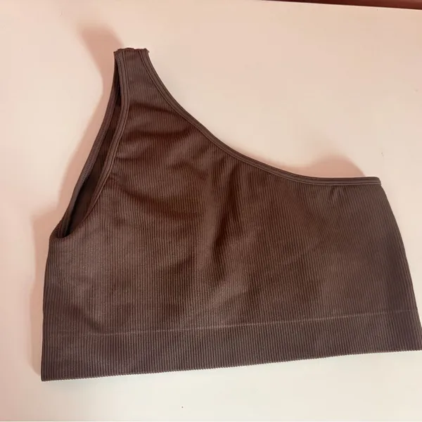 Set Active Brown One-Shoulder Top - Image 2