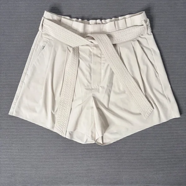 Athleta Skyline Short II Women 8 Abalone Beige Paperbag Waist - Image 12