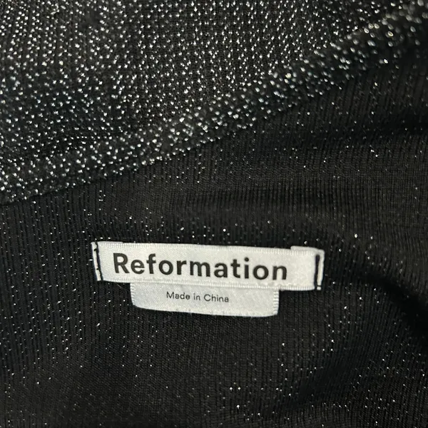 Reformation Jazmine Top Black Metallic One Shoulder Shimmer Fitted Size S - Image 6
