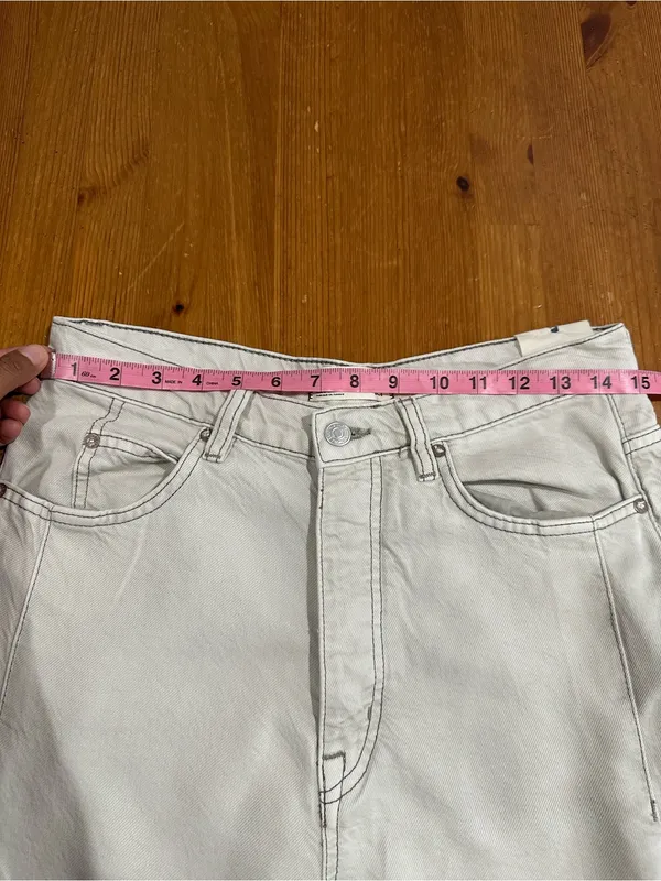 We The Free old west High Rise Slouchy Jean’s Wide Leg Jeans in Light Cream - Image 7