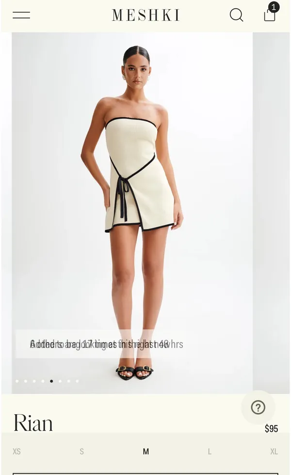 Meshki Rian Strapless Knit Mini Dress Cream - Image 2