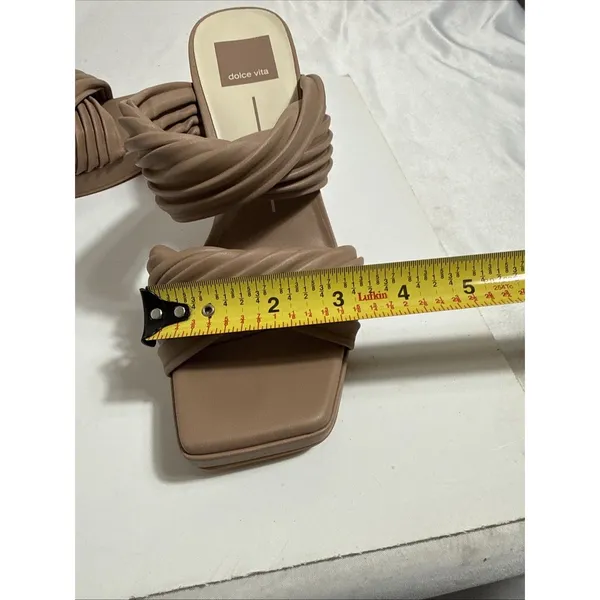 Dolce Vita Sandals Womens 7 Shoes Beige 4” Block Heels Slip On New Rubber Sole - Image 8