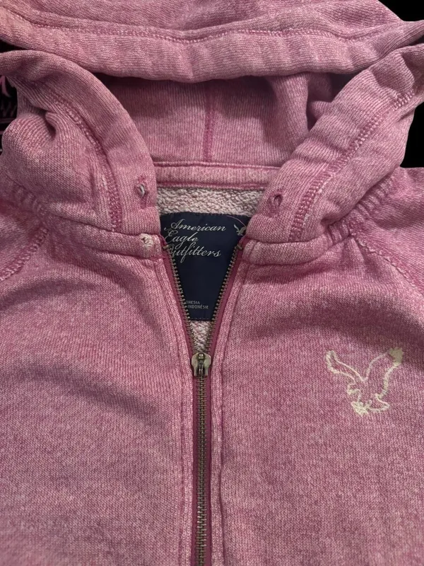 American Eagle Light Pink Zip-Up Hoodie Long Sleeve Lightweight Women’s Small - Image 3