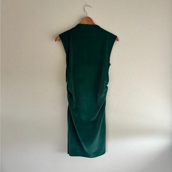 A New Day Sleeveless Dark Green Velvet Dress - Image 2