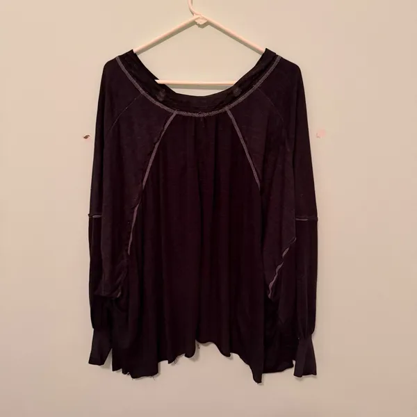 Free People FP Movement Long Sleeve Top Black S Boho Athleisure Yoga Casual - Image 2