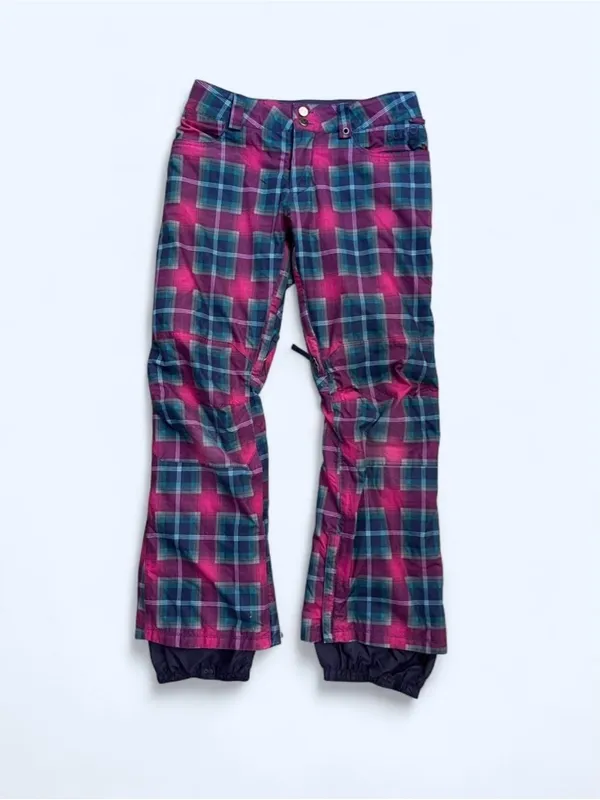 Burton women’s Society Pink Plaid Snow Pants snowboard ski resort winter XS - Image 2