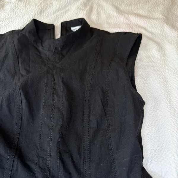 Zara Godet Hem Short Mini Dress ZW Collection Black Size XS - Image 5