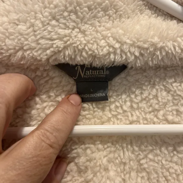 Natural Reflections Cream Sherpa Fleece Quarter Zip Pullover Womens Large - Image 2