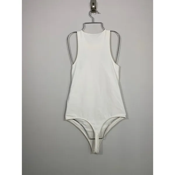 Abercrombie & Fitch White Bodysuit M Soft A&F High Neck Sleeveless - Image 2