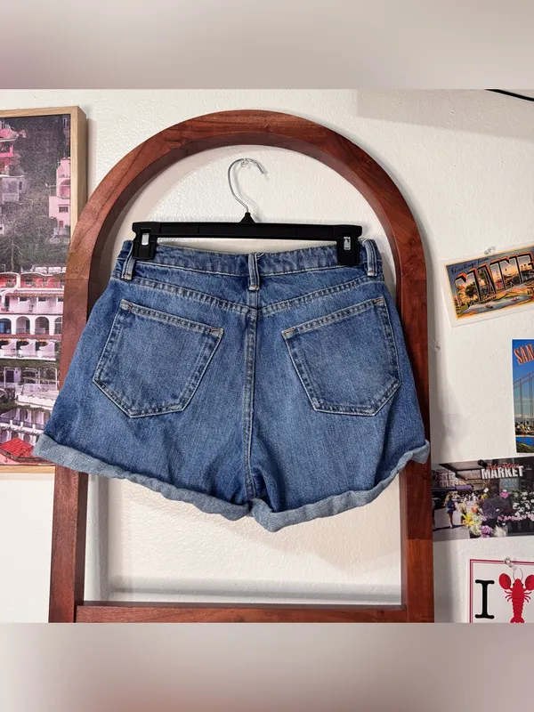 Sezane Niels Denim Cuffed Shorts - Image 5