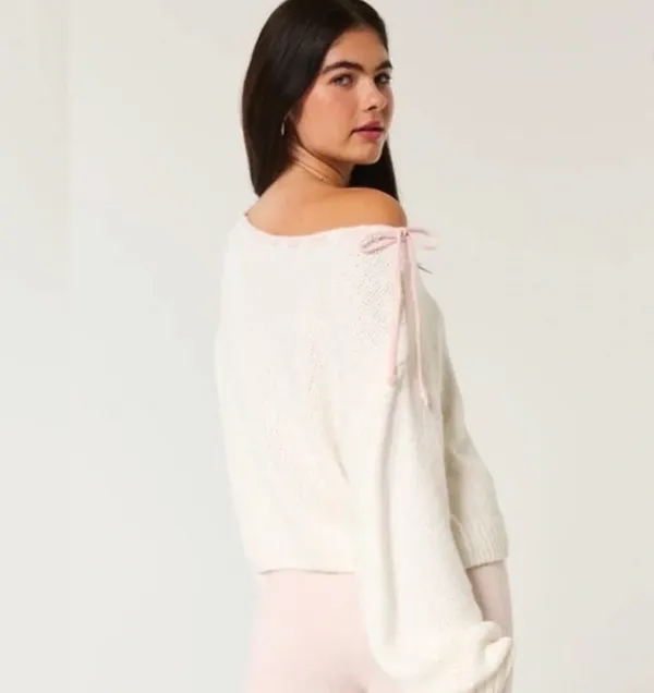 Hollister knitted sweater with pink ribbon, small - Image 2