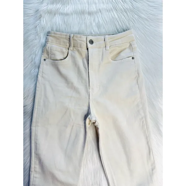 Zara Ecru High Waisted Skinny Jeans - Image 3