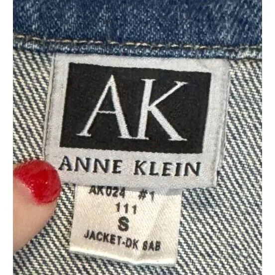 Anne Klein Women's Jacket Trucker Denim‎ Jeans Pocket Flap Button Up Blue Small - Image 5
