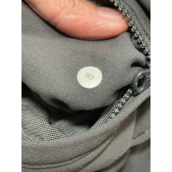 Lululemon Nice Asana Jacket Brushed Soot Light Grey Full Zip Thumbholes Size 8 - Image 9