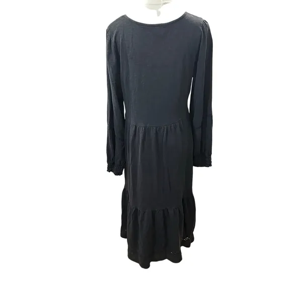 Canyon Retreat dark grey linen blend midi dress medium modest - Image 3