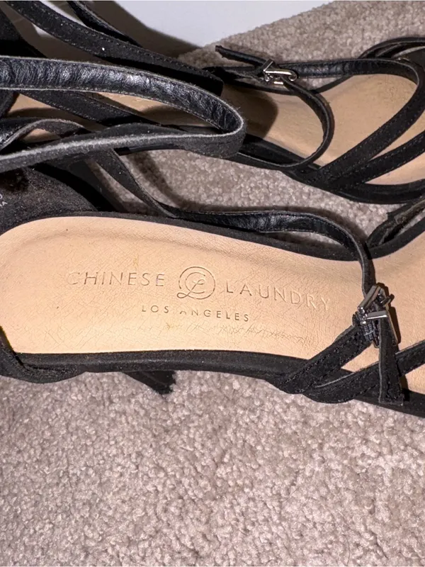 Chinese Laundry Black Strappy Ankle-Tie Heels Size: 9 - Image 6